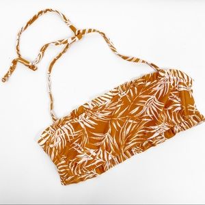 Xhilaration Ruffle Boho Bandeau Jungle Bikini Top BROWN WHITE Size Medium